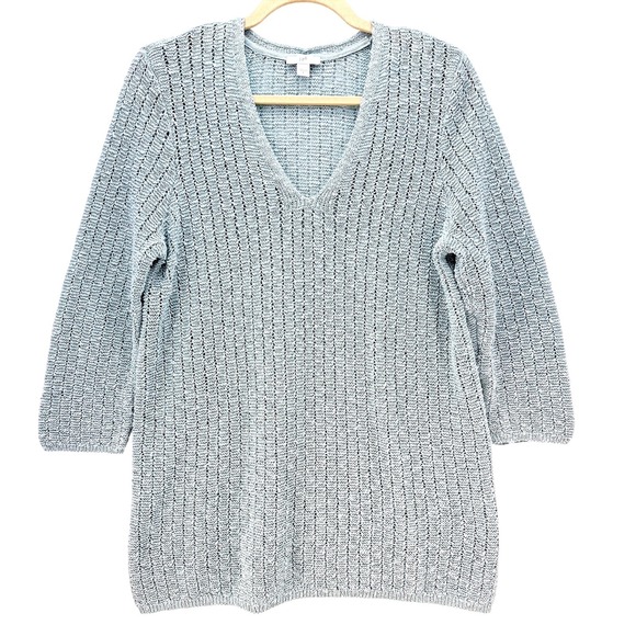 J. Jill Sweaters - J Jill Seafoam‎ Cotton Blend Open Knit Sweater L Cottagecore Coastal Granny